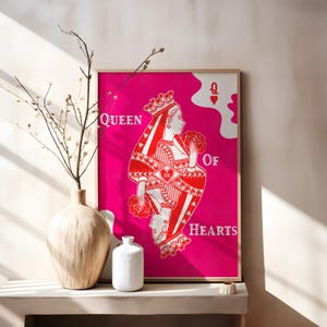 Queen of Hearts Art Print | Playing Card Wall Art | Digital Download | Royalty Themed Printable Decor | Instant Download Poster