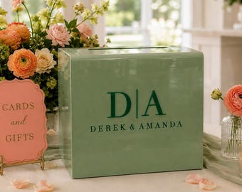 Acrylic Card Box With Lock + Key | Personalized Raised Text Card Box | 3D Pop Out Text | Custom Wedding Card Box Decal