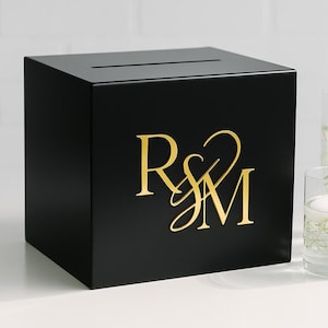 Acryl Card Box Mit Schloss und Schlüssel | Personalisierte Rahmer Text Kartenbox | 3D Pop-Out-Text | Flacher Vinyl-Aufkleber | Benutzerdefinierte Hochzeitsdekor