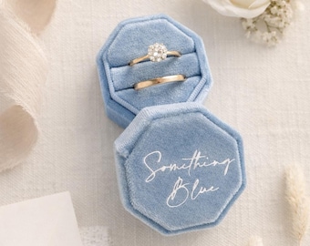 Caja octogonal de terciopelo para anillos / Soporte personalizado para anillos de compromiso y boda