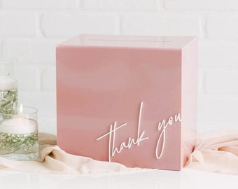 Caja para tarjetas de boda con cerradura / Caja acrílica personalizada / Soporte para tarjetas personalizado / Texto personalizado en 3D