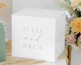 White Acrylic Card Box With Lock and Key | Personalized Raised Text Card Box | 3D Pop Out Text | Wedding Card Box Decal | Custom Card Box