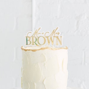 3D Acryl Hochzeitstorte Topper | Personalisierter Hochzeitstorte Topper | Script Names Kuchendeckel | Moderner Cake Topper | Mr Mrs Cake Topper