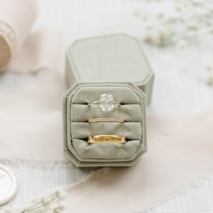 Triple Slot Linen Ring Box |  Wedding Ring Box | Engagement Ring Box | Triple Slot | Modern Ring Box | Square Ring Box