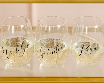 Personalized Stemless Wine Glass | Stemless Wine Glasses | Custom Stemless Wine Glass | Custom Wine Glass | Bridesmaid Gift