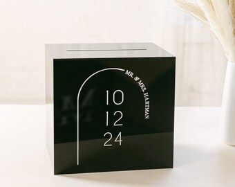 Lock & Key Black Acrylic Card Box I Acrylic Card Box I Wedding Card Box | Wedding Money Box | Custom Wedding Card Box | Card Holder