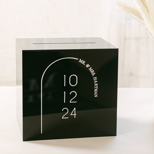 Lock & Key Black Acrylic Card Box I Acrylic Card Box I Wedding Etsy