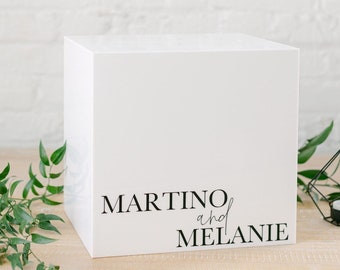 Acrylic Card Box With Lock and Key | Personalized Raised Text Card Box | 3D Pop Out Text | Flat Vinyl Decal | Custom Wedding Decor