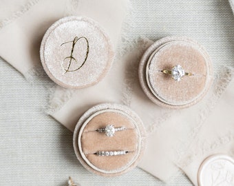 Circle Velvet Ring Box | Custom Wedding Ring Box | Engagement Ring Box | Double Slot | Single Slot | Modern Ring Box | Custom Ring Box