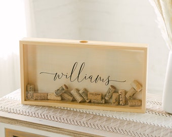 Personalized Wine Cork Keeper | Cork Holder | Custom Wedding Gift | Housewarming Gift | Rustic Wedding  | Wood Wine Cork Shadow Box