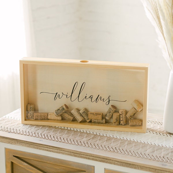 Personalized Wine Cork Keeper | Cork Holder | Custom Wedding Gift | Housewarming Gift | Rustic Wedding  | Wood Wine Cork Shadow Box