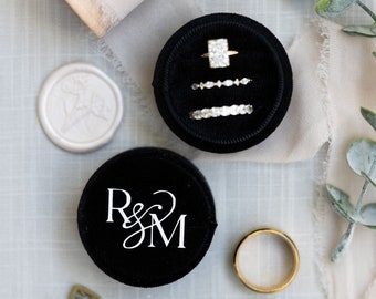 Triple Slot Circle Velvet Ring Box | Custom Wedding Ring Box | Engagement Ring Box | Triple Slot | Modern Ring Box | Custom Ring Box