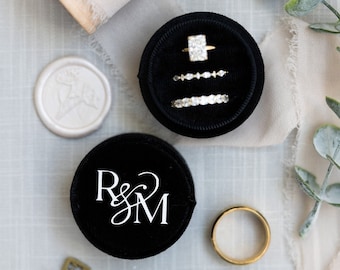 Triple Slot Circle Velvet Ring Box | Custom Wedding Ring Box | Engagement Ring Box | Triple Slot | Modern Ring Box | Custom Ring Box