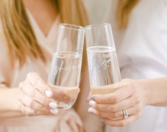 Personalized Stemless Champagne Flute | Stemless Champagne Glasses | Bridesmaid Champagne Flutes | Custom Flutes | Bridesmaid Gift | Flutes