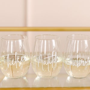 Personalized Stemless Wine Glass | Stemless Wine Glasses | Custom Stemless Wine Glass | Custom Wine Glass | Bridesmaid Gift