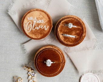 Circle Velvet Ring Box | Custom Wedding Ring Box | Engagement Ring Box | Double Slot | Single Slot | Modern Ring Box | Custom Ring Box