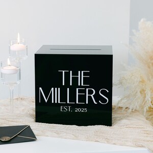 Caja de acrílico con cerradura y llave / Caja de texto en relieve personalizada / Texto 3D desplegable / Vinilo plano / Decoración de boda personalizada