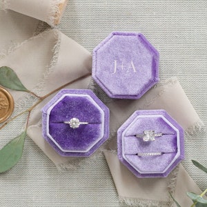 Amethyst Octagon Velvet Ring Box | Wedding Ring Box | Engagement Ring Box | Double Slot | Single Slot | Modern Ring Box | Custom Ring Box