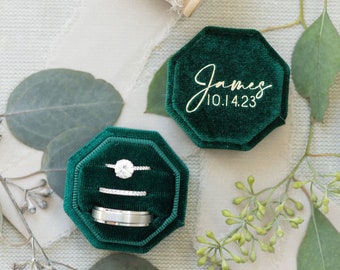 Triple Slot Octagon Velvet Ring Box | Custom Wedding Ring Box | Engagement Ring Box | Triple Slot | Modern Ring Box | Custom Ring Box