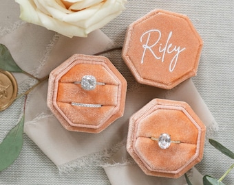 Octagon Velvet Ring Box | Custom Wedding Ring Box | Engagement Ring Box | Double Slot | Single Slot | Modern Ring Box | Custom Ring Box