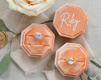 Achteckiges Ringkästchen | Benutzerdefinierte Hochzeit Ringbox | Verlobungsring Box | Doppelschlitz | Einzelsteckplatz | Moderne Ring Box | Personalisierte Ringbox