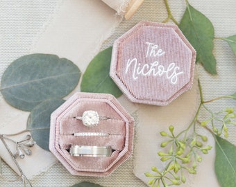 Triple Slot Octagon Velvet Ring Box | Custom Wedding Ring Box | Engagement Ring Box | Triple Slot | Modern Ring Box | Custom Ring Box