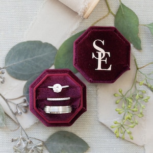 Triple Slot Octagon Velvet Ring Box | Custom Wedding Ring Box | Engagement Ring Box | Triple Slot | Modern Ring Box | Custom Ring Box