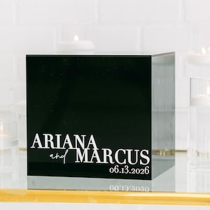 Acryl Card Box Mit Schloss und Schlüssel | Personalisierte Rahmer Text Kartenbox | 3D Pop-Out-Text | Flacher Vinyl-Aufkleber | Benutzerdefinierte Hochzeitsdekor