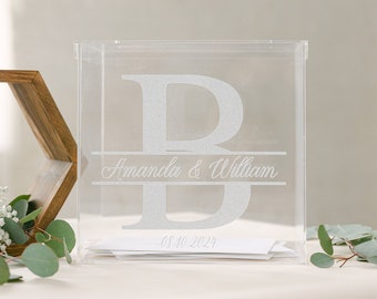 Personalized Wedding Card Box | Acrylic Card Box | Wedding Card Box with Slot | Wedding Card Box Decal | Wedding Card Box | Clear Card Box