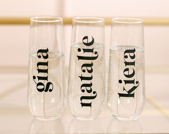 Personalized Stemless Champagne Flute | Stemless Champagne Glasses | Bridesmaid Champagne Flutes | Custom Flutes | Bridesmaid Gift | Flutes