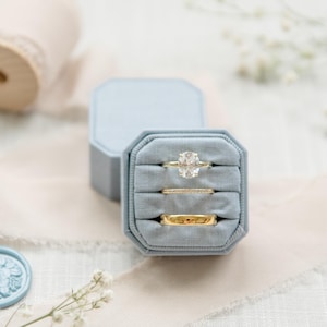 Triple Slot Linen Ring Box |  Wedding Ring Box | Engagement Ring Box | Triple Slot | Modern Ring Box | Square Ring Box