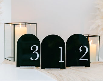 Painted Acrylic Arched Table Numbers | Personalized Wedding Table Numbers | Custom Wedding Table Numbers | Modern Painted Table Numbers