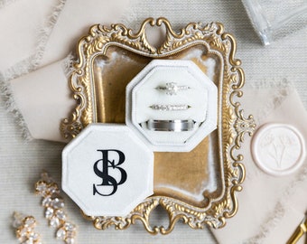 Triple Slot Octagon Velvet Ring Box | Custom Wedding Ring Box | Engagement Ring Box | Triple Slot | Modern Ring Box | Custom Ring Box