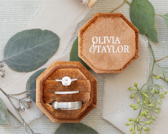 Triple Slot Octagon Velvet Ring Box | Custom Wedding Ring Box | Engagement Ring Box | Triple Slot | Modern Ring Box | Custom Ring Box