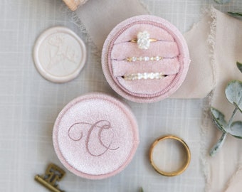 Triple Slot Circle Velvet Ring Box | Custom Wedding Ring Box | Engagement Ring Box | Triple Slot | Modern Ring Box | Custom Ring Box