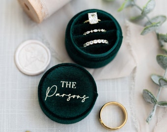 Triple Slot Circle Velvet Ring Box | Custom Wedding Ring Box | Engagement Ring Box | Triple Slot | Modern Ring Box | Custom Ring Box