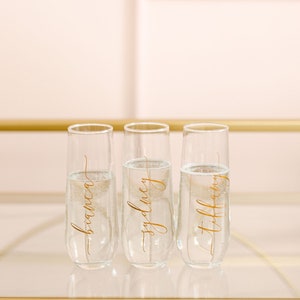 Personalized Stemless Champagne Flute | Stemless Champagne Glasses | Bridesmaid Champagne Flutes | Custom Flutes | Bridesmaid Gift | Flutes