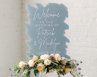 Painted Welcome Sign With Raised Text | Large Acrylic Sign | Custom Hand Painted Wedding Signage | 3D Pop Out Text Painted Wedding Decor