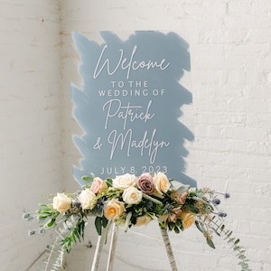 Painted Welcome Sign With Raised Text | Large Acrylic Sign | Custom Hand Painted Wedding Signage | 3D Pop Out Text Painted Wedding Decor