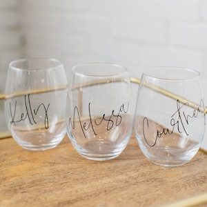 Personalized Stemless Wine Glass | Stemless Wine Glasses | Custom Stemless Wine Glass | Custom Wine Glass | Bridesmaid Gift