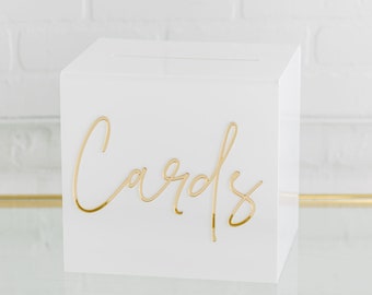 White Acrylic Card Box With Lock and Key | Personalized Raised Text Card Box | 3D Pop Out Text | Wedding Card Box Decal | Custom Card Box