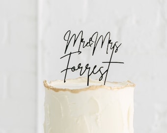 Acrylic Wedding Cake Topper | Personalized Wedding Cake Topper | Script Names Cake Topper | Modern Cake Topper | Initials Topper