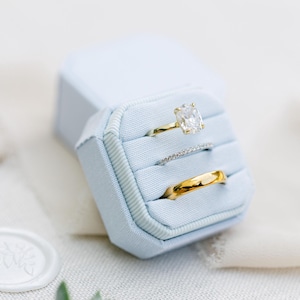 Triple Slot Linen Ring Box |  Wedding Ring Box | Engagement Ring Box | Triple Slot | Modern Ring Box | Square Ring Box