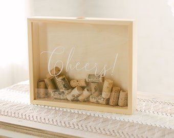 Personalized Wine Cork Keeper | Cork Holder | Custom Wedding Gift | Housewarming Gift | Rustic Wedding  | Wood Wine Cork Shadow Box