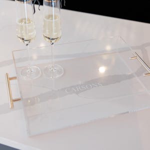 Clear Acrylic Decorative Tray With Gold Handles | Personalized Acrylic Tray with Handles | Custom Tray | Housewarming Gift | Wedding Gift