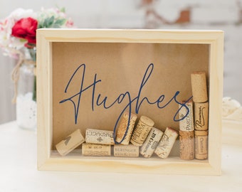 Personalized Wine Cork Keeper | Cork Holder | Custom Wedding Gift | Housewarming Gift | Rustic Wedding  | Wood Wine Cork Shadow Box