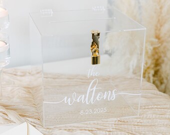 Personalized Acrylic Card Box with Lock and Key | Acrylic Card Box | Clear Card Box with Lock | Wedding Card Box with Slot | Custom Card Box