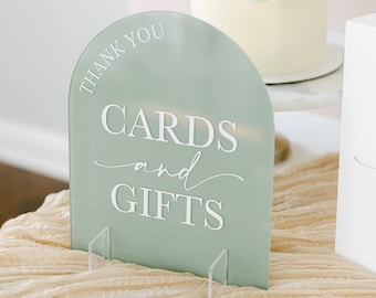 Cards and Gifts Sign With Raised Text | Small Arched Acrylic Sign | Personalized Cards + Gifts Sign | 3D Pop Out Text Painted Wedding Decor