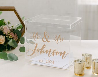 Personalized Wedding Card Box | Acrylic Card Box | Wedding Card Box with Slot | Wedding Card Box Decal | Wedding Card Box | Clear Card Box