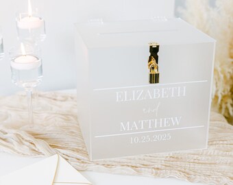 Frosted Acrylic Card Box I Wedding Card Box with Lock | Personalized Wedding Card Box with Slot | Wedding Card Box | Wedding Card Holder